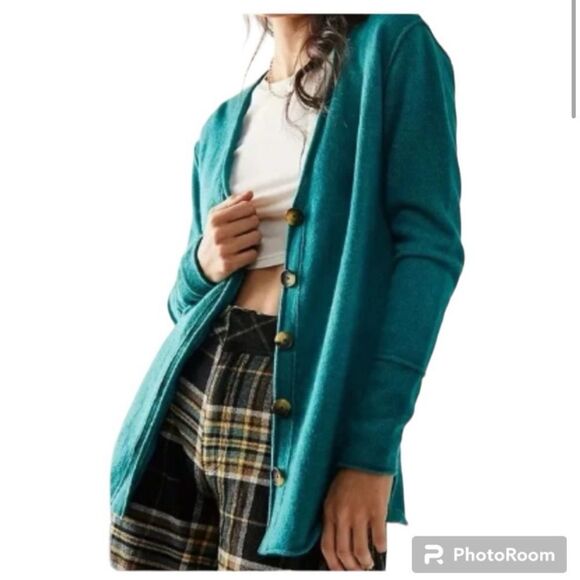 Free People 100% Cashmere Sweater Blue/Green Women’s Size XS - Picture 7 of 8